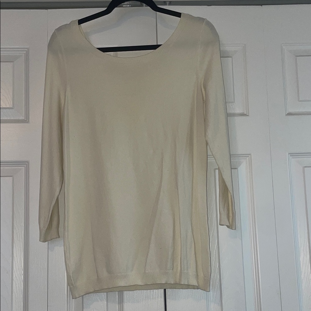 Cream Three Quarter Sleeve Sweater Top